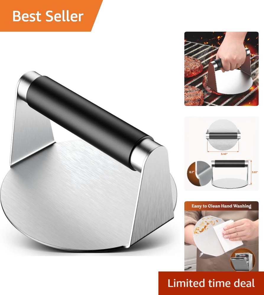 Versatile Non-Stick Grill Press with Heat-Resistant Handle - Ideal for Burgers