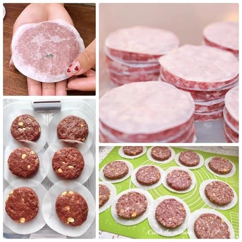 1500pcs Non-Stick Hamburger Patty Paper, 4.5" Round Wax Sheets for Freezing & BB gallery