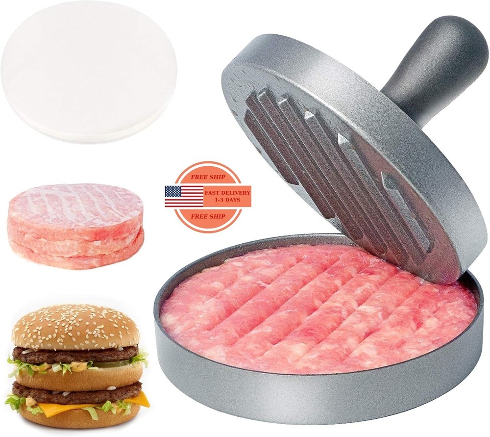 Prensa para hamburguesas aluminio grado alimenticio con mango ABS antiadherente