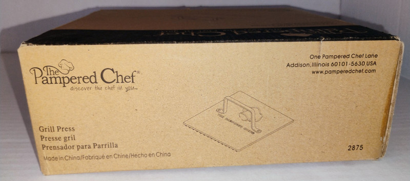 PAMPERED CHEF 2875 Cast Iron Restaurant Style Grill / Bacon Press - NEW IN BOX gallery