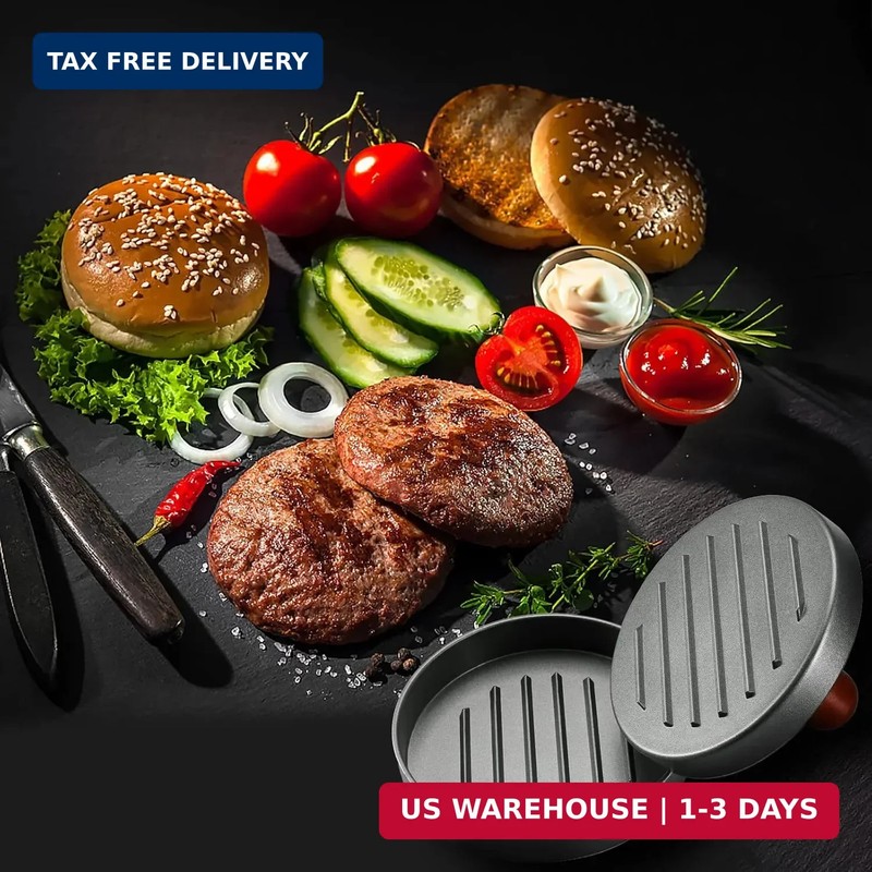 PIQUEBAR Burger Press Patty Maker Stainless Steel Hamburger Patty Press Mold Woo gallery