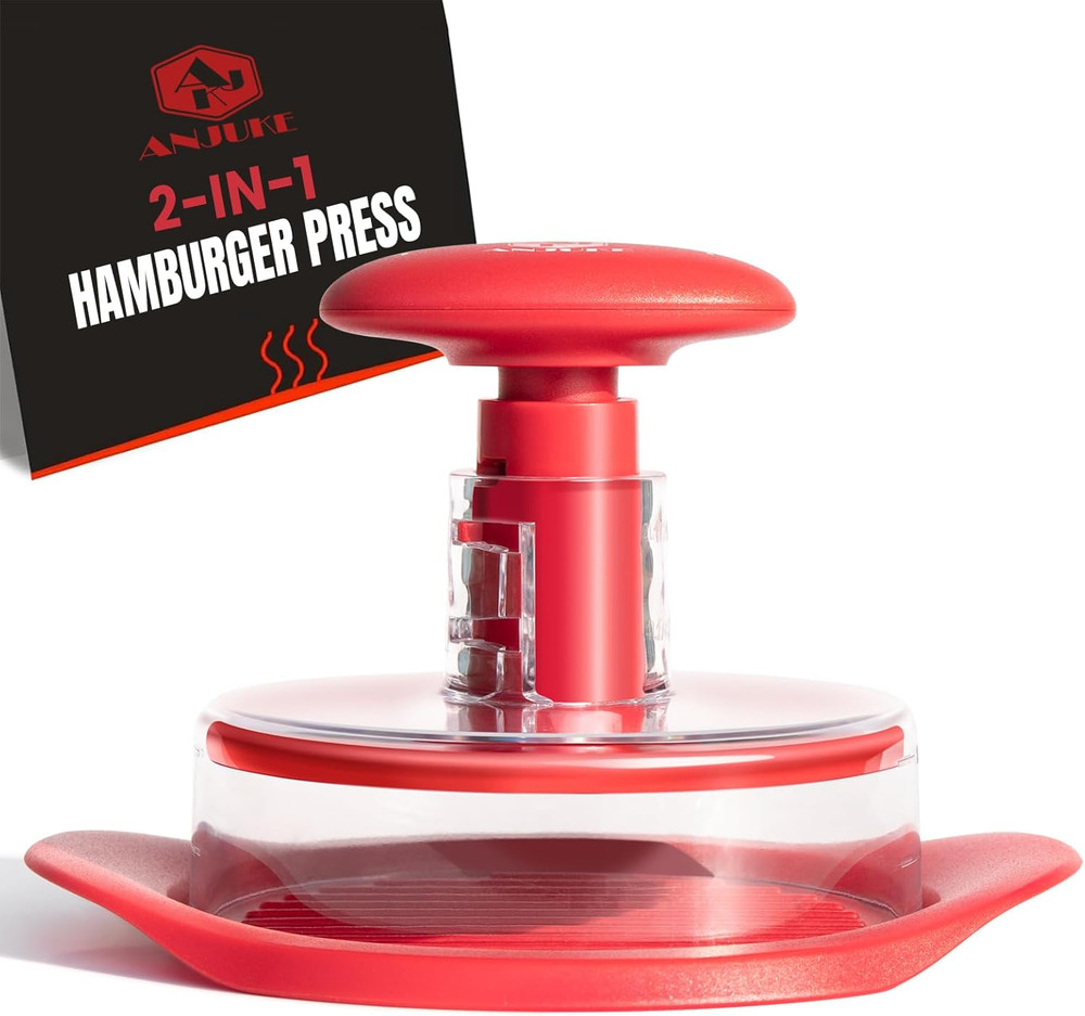Burger Press, 2-In-1 1/4 Lb & 1/2 Lb Hamburger Patty Maker, Easy-Release Patty M