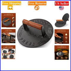 Heavy-Duty Cast Iron 8.5-Inch Burger Press for Grilling & Cooking
