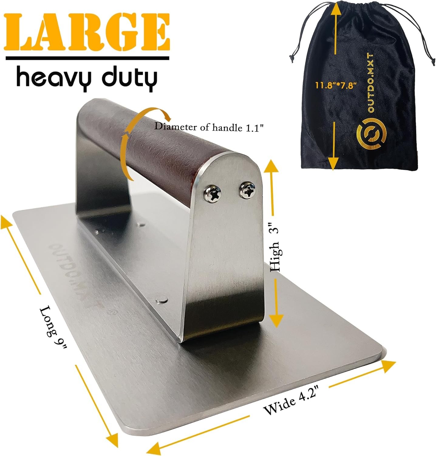 Stainless Steel 9X4.2“ Smash Burger Press,1.9lb Heavy Duty Burger Smasher gallery
