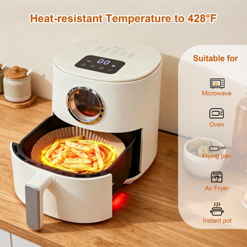Air Fryer Liners, 100Pcs Round Parchment Paper, Cooking 6.5" Round, gallery