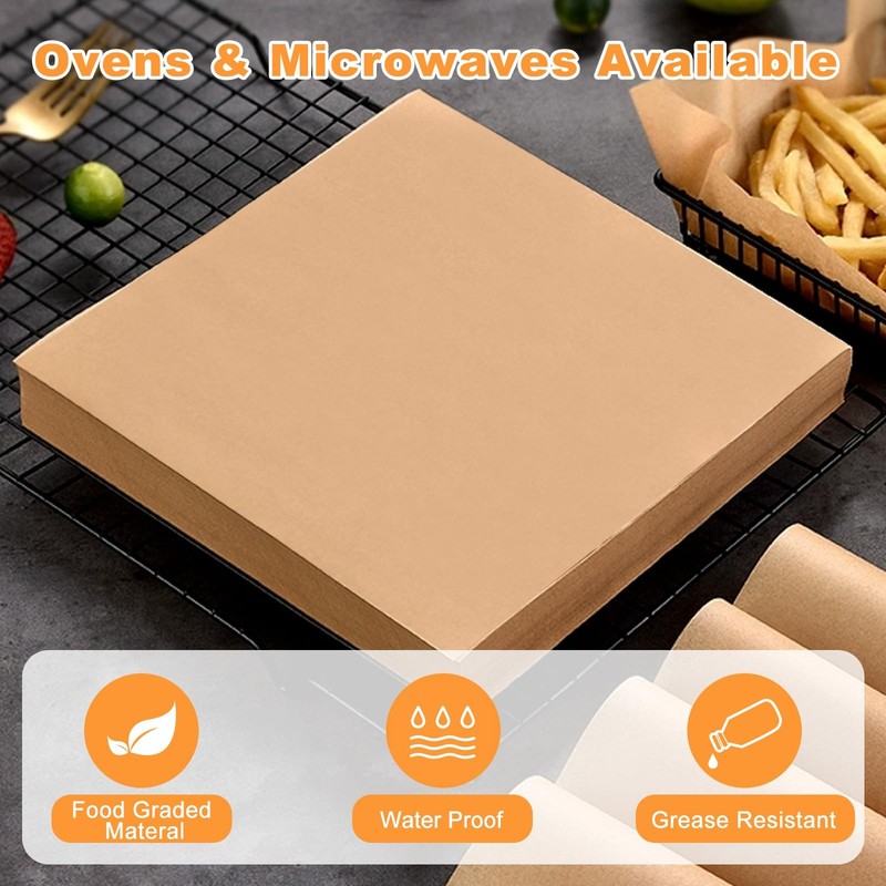 100 Count Pre-Cut Deli Wax Paper Sheets, 12x12" Natural 12 X 12 Inches, Kraft gallery