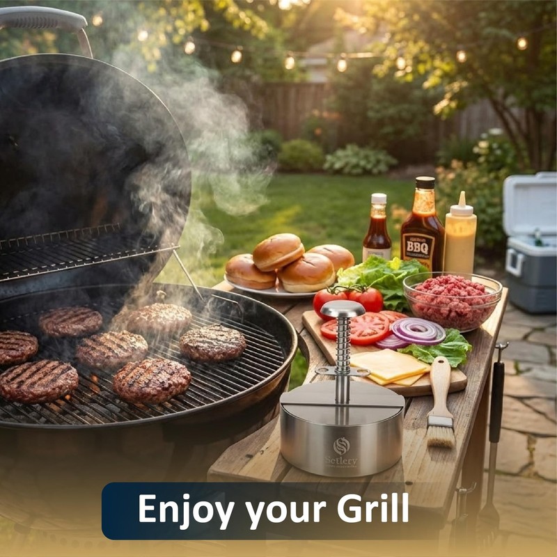 304 Stainless Steel Burger Press Patty Maker 4.5 Inch Heavy Duty BBQ Grill gallery