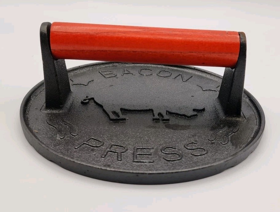 Bacon And Burger Meat Press Cast 7" Diameter Iron Gril Press gallery
