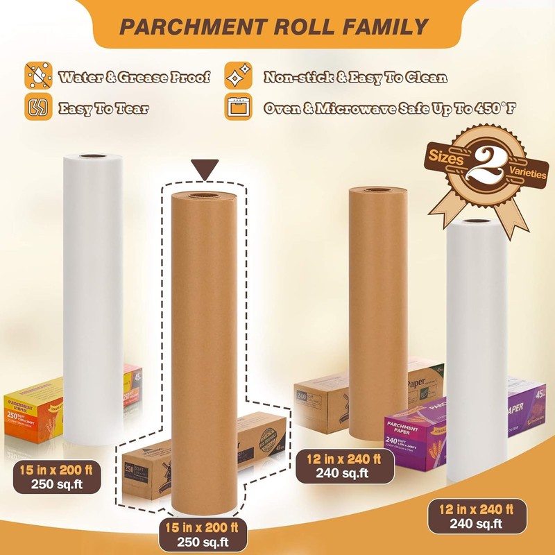 Unbleached 15 x 200 ft Parchment Baking Paper Roll 15 in x 200 ft, gallery