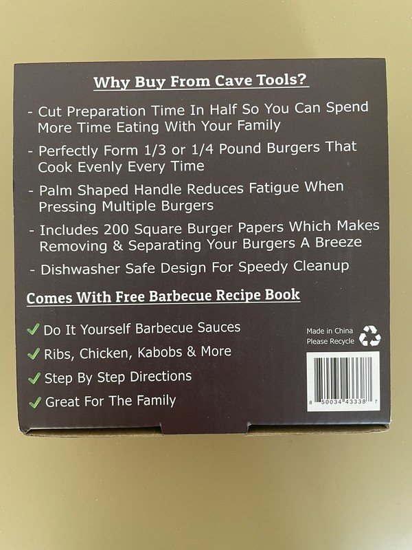 Cave Tools Burger Press Perfectly Formed Hamburger Maker Includes 200 Non Stick gallery