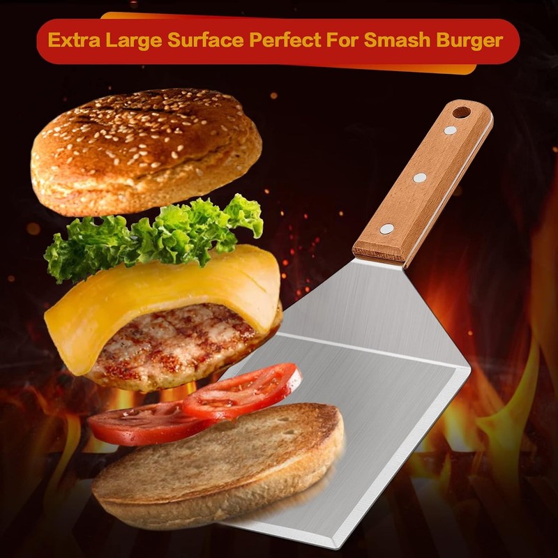 Heavy Duty Griddle Turner for BBQ - 5-Inch Hamburger Spatula with Hanging Hook gallery