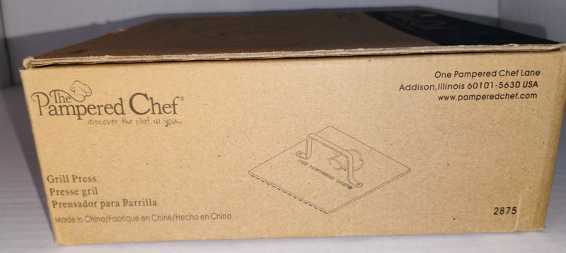 PAMPERED CHEF 2875 Cast Iron Restaurant Style Grill / Bacon Press - NEW IN BOX gallery