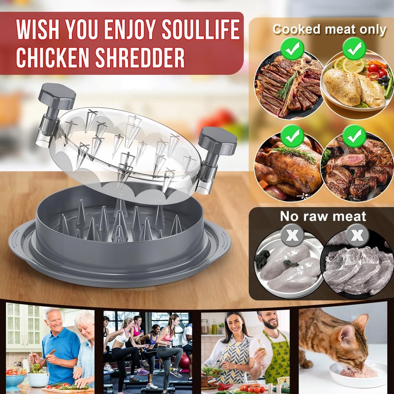 SoulLife Chicken Shredder 8 Inches, Breast Tool, Large, Gray gallery