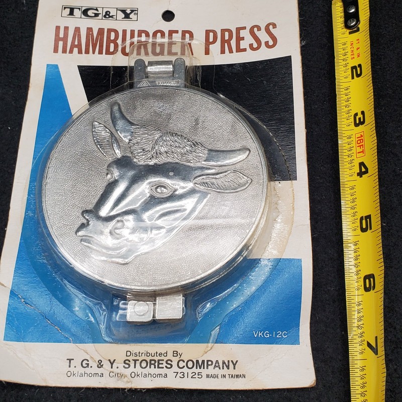 Vintage Hamburger Press Cow Steer Mold Patty Maker Aluminum Farmhouse 3.5" NEW gallery