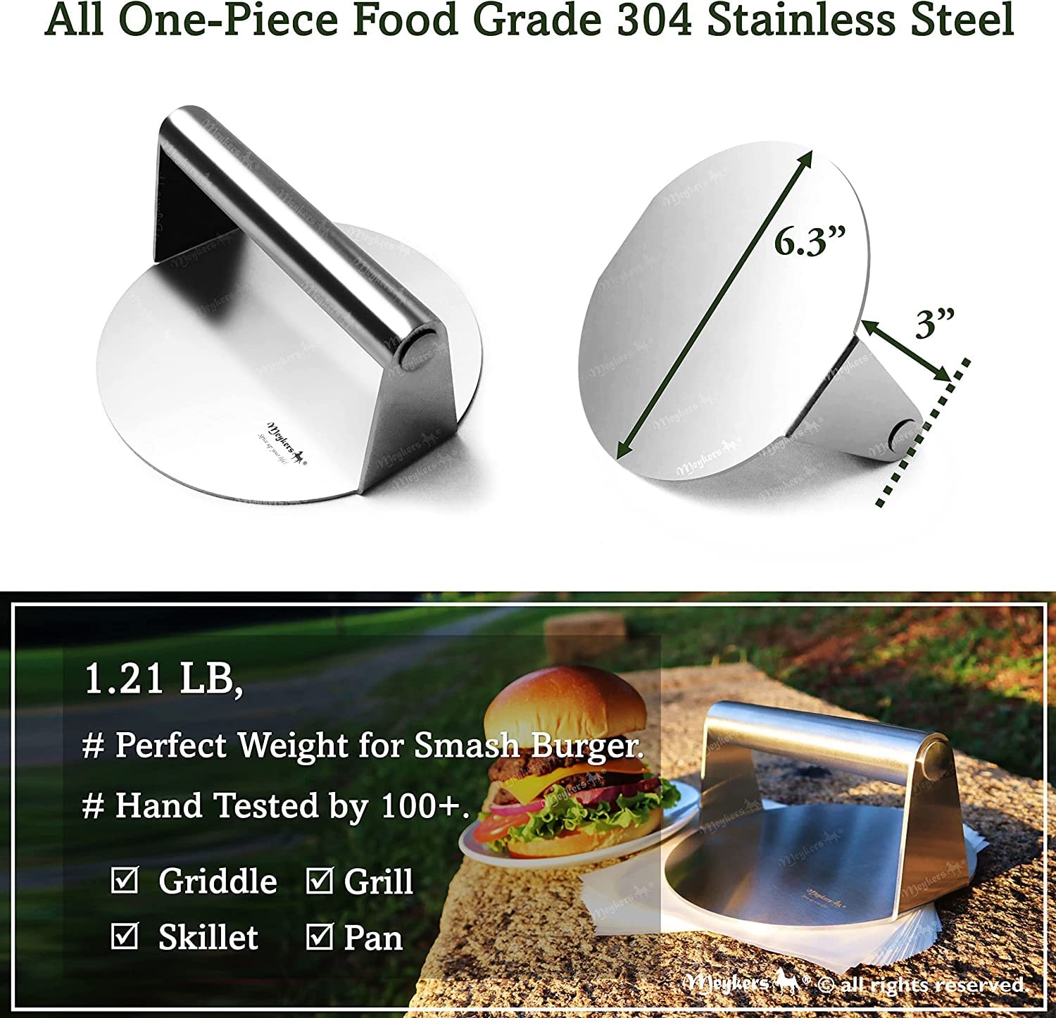 Meykers Smash Burger Press 6.3” Smasher | for Round | Only gallery