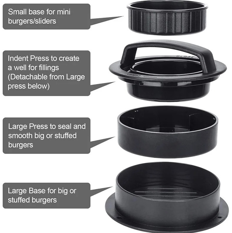 1pcs 3-in-1 Non-Stick Burger Press – Patty Mold for Stuffed Burgers & More - NEW gallery