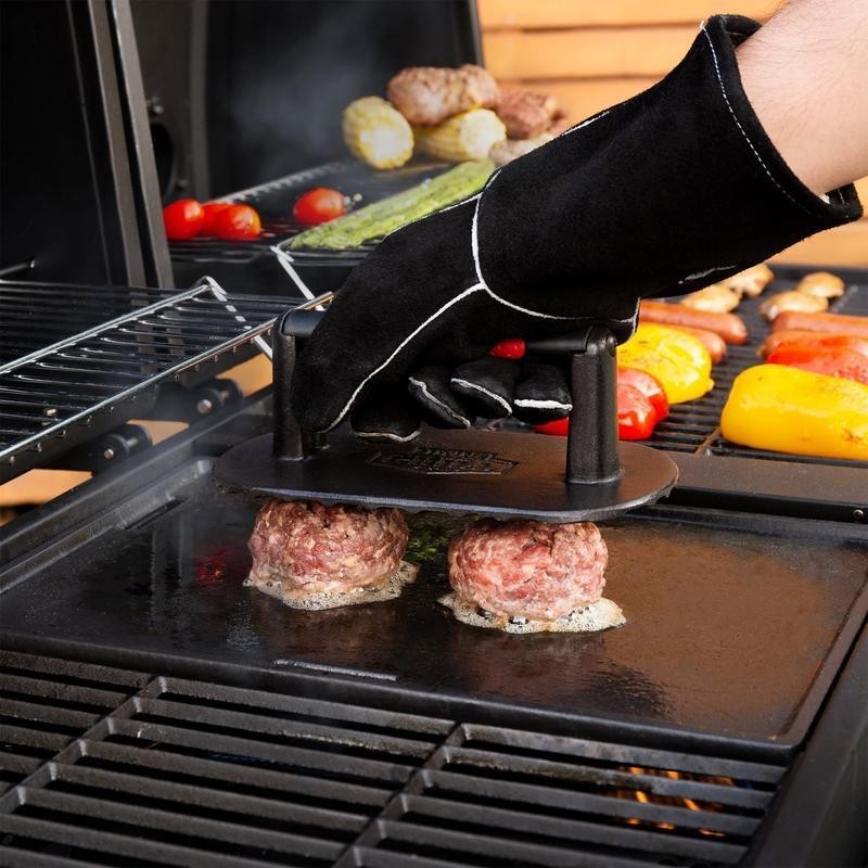 Pre-Seasoned Cast Iron Griddle Press 2lb Heat Resistant Handle Cooking Tool New gallery