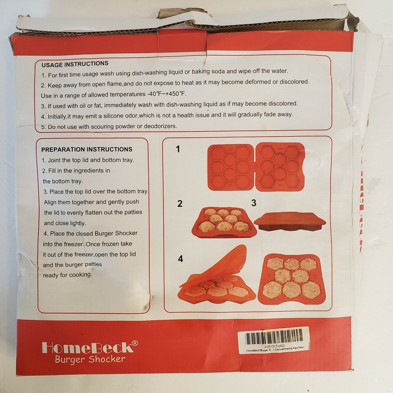 Burger Press HomeBeck 8 Burger Shocker Red Silicone Shape and Freeze gallery