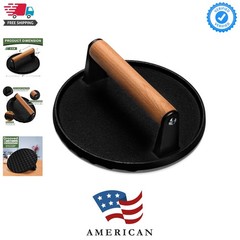 Burger Press, 7″ Round Heavy-Duty Cast Iron Smash Bacon Press Meat Steak with…