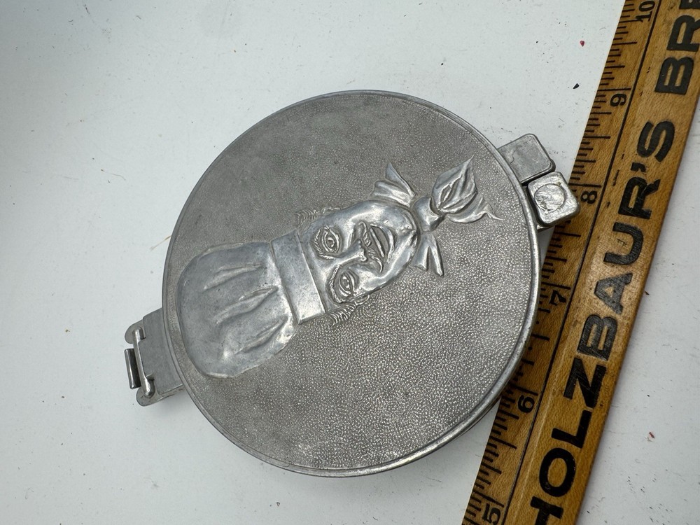 Vintage 1950s Hamburger Press Aluminum Ground Meat Burger Slider Embossed Chef