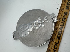 Vintage 1950s Hamburger Press Aluminum Ground Meat Burger Slider Embossed Chef