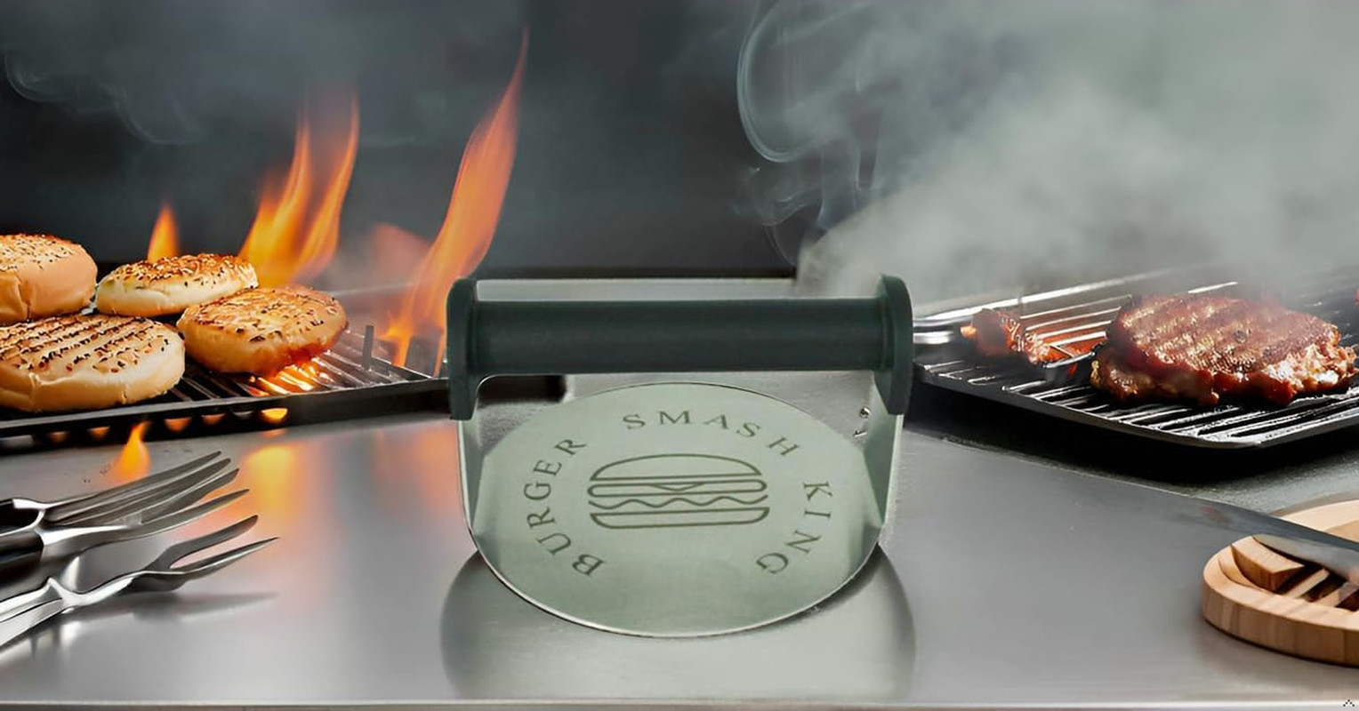 Stainless Steel Burger Smash Press,Hamburger Press for Griddle, Bacon Press, Gri gallery