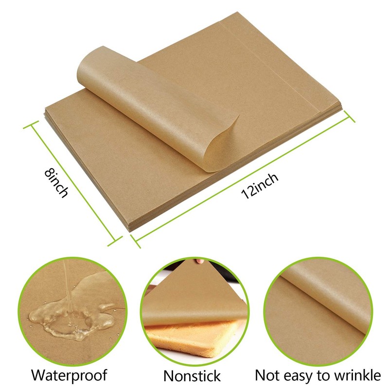 QYH 100 Pcs Parchment Paper Sheets for Baking, 8x12 100 Pack-8"x12", Brown gallery