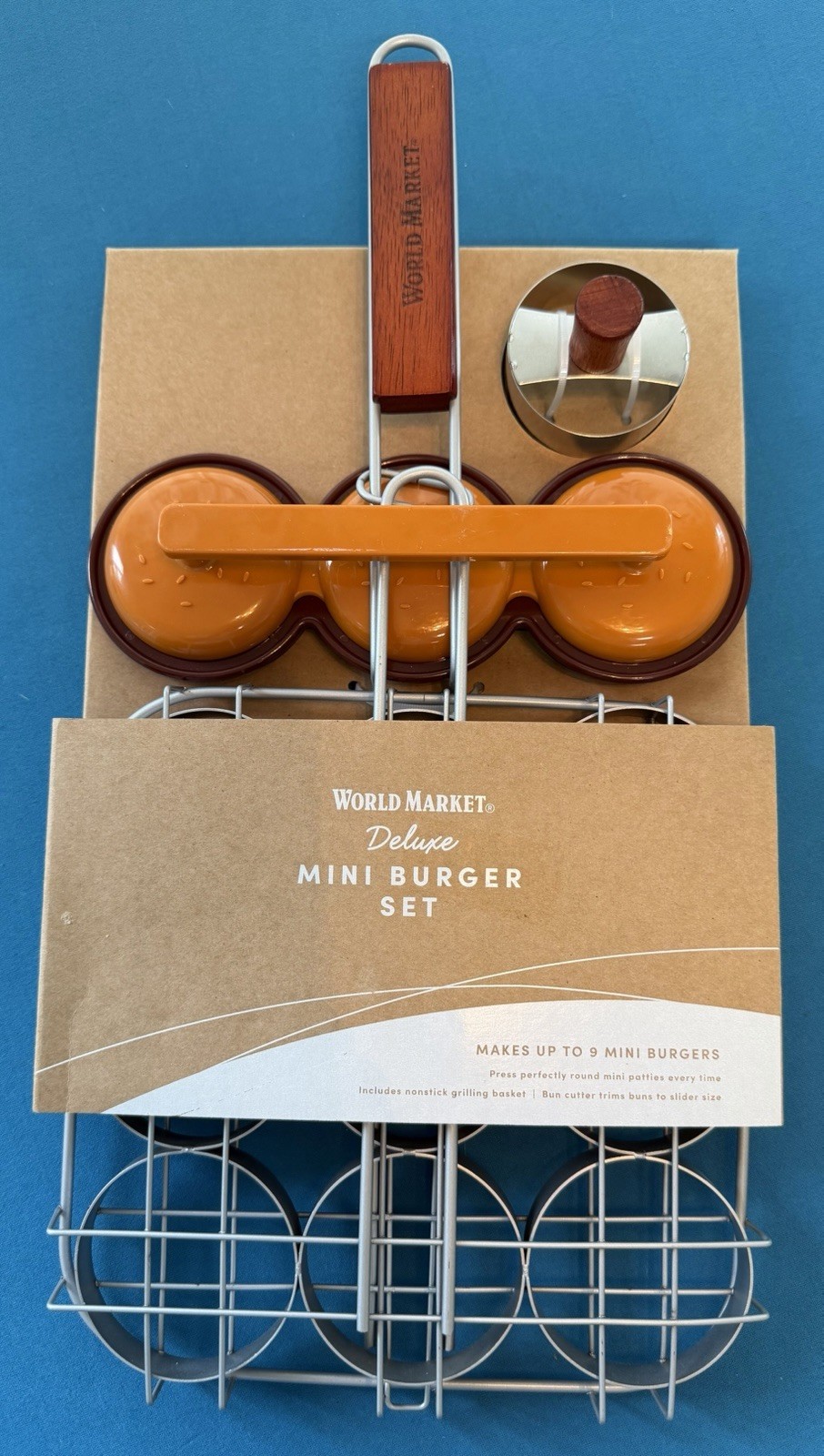 Deluxe Mini Burger Set, 9 Burgers, From World Market, Bun Cutter & Patty Maker gallery