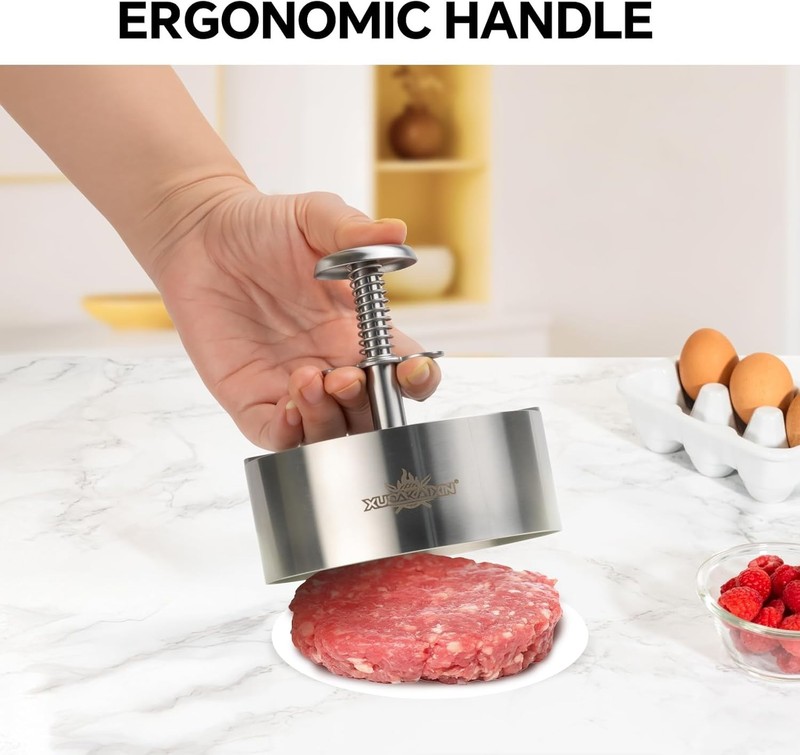 Hamburger press patty maker,304 Stainless Steel Burger Press, Non-Stick Patty... gallery