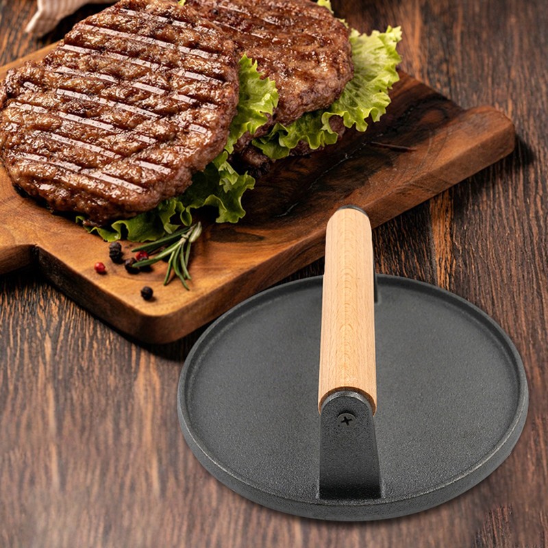 Cast Iron Burger Press Non-Stick Pressing Frying Pan for Panini Outdoor Barbecue gallery