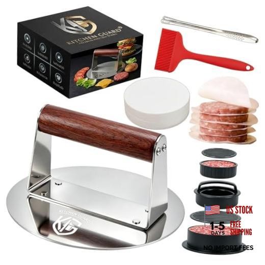 Stainless Steel Burger Press, 6.2 Inch Round Smash Burger Tool, Professional gallery