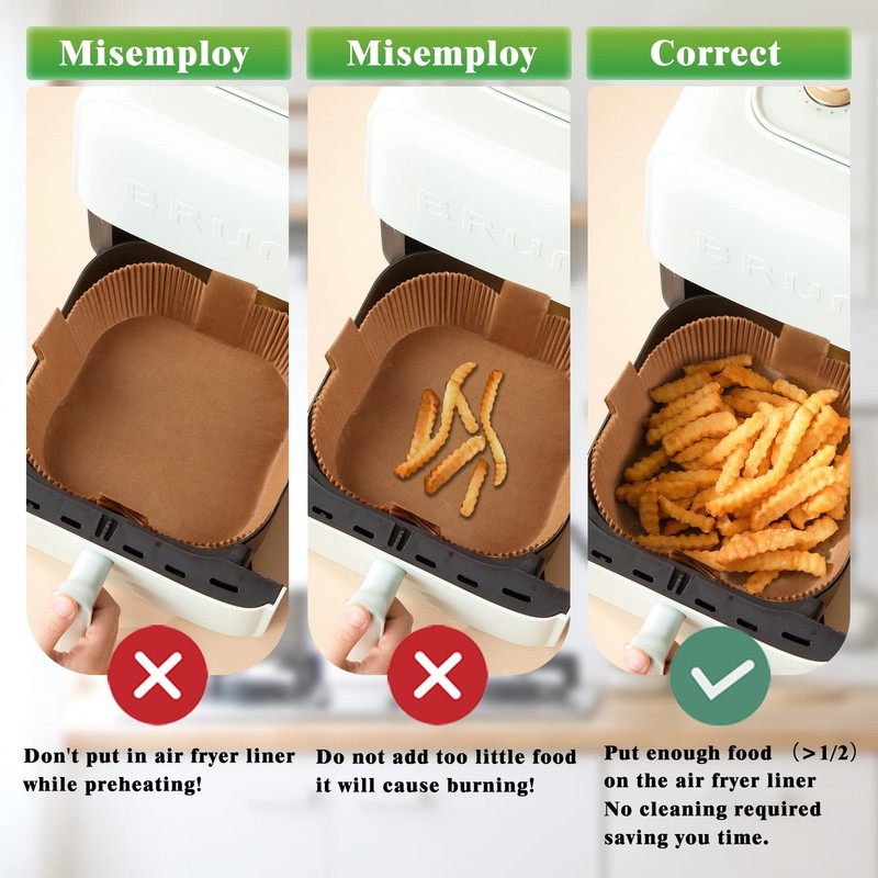 Air Fryer Disposable Paper Liner - 120PCS 6.3 IN-120PCS, Natural-Square gallery