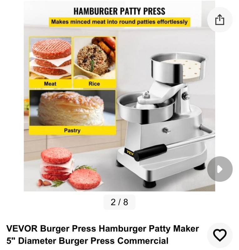 Burger Press Hamburger Patty Maker 5-Inch Diameter Burger Press Commercial gallery