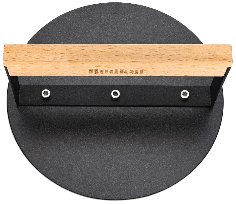 Burger Press, 6" round Heavy-Duty Cast Iron Smash Bacon Press Meat Steak Press gallery