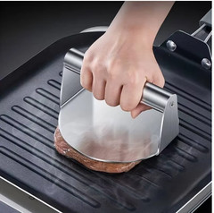 Stainless Steel Burger Press Heavy Duty Non Stick Meat Bacon Smasher