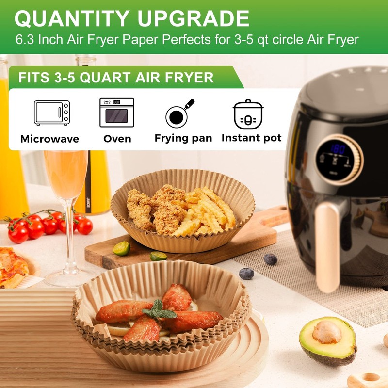 Disposable Air Fryer Paper Liners, 125Pcs 6.5In Parchment 6.5"Round, Nature gallery
