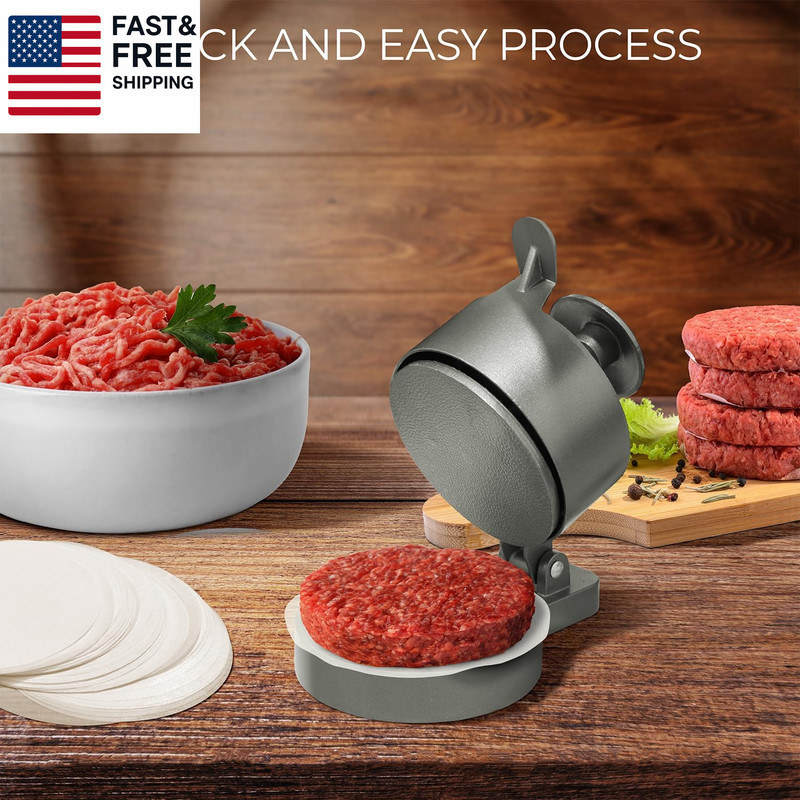 Burger Press Patty Maker – Adjustable Thickness (1/4 Lb to 3/4 Lb) with Ejector gallery