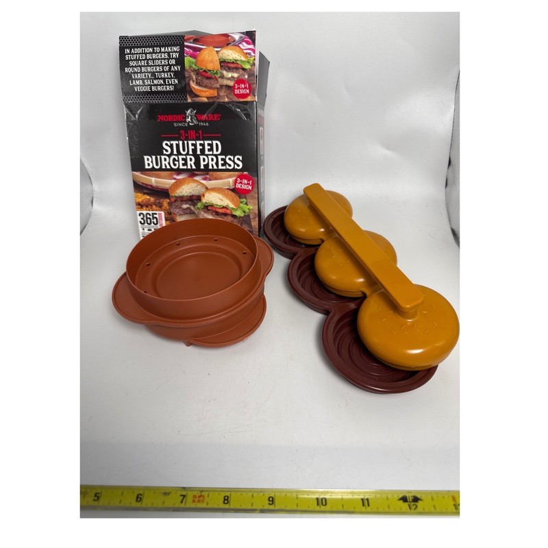 Nordic Ware 3-in-1 Stuffed Burger Press & Slider Maker Brown Mustard Plastic 365 gallery