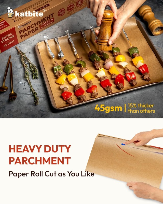 Unbleached Parchment Paper Roll for Baking 12in x 12 in x 262 ft, Brown gallery