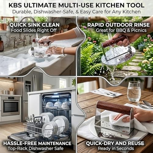 Stainless Steel Burger Press, 6.2 Inch Round Smash Burger Tool, Professional gallery