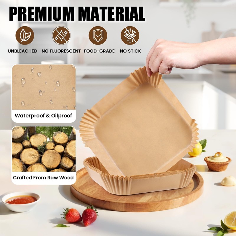 OLESBUR Air Fryer Liners Disposable, 200Pcs 8 Inch Airfryer Large, Natural gallery