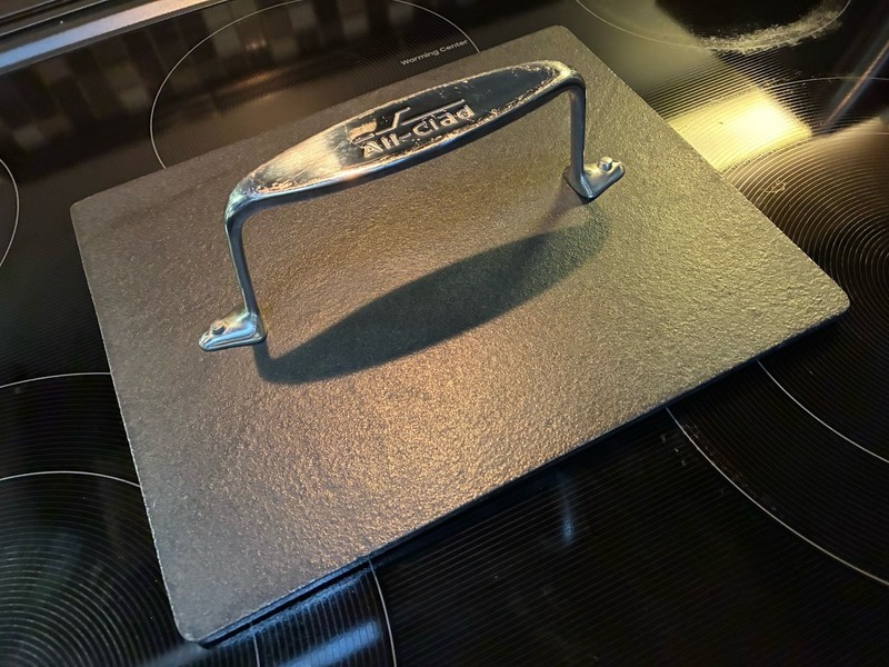All-Clad Cast Iron Press - Burger/Panini - Stainless Handle - 8" x 10" - 5 lbs gallery