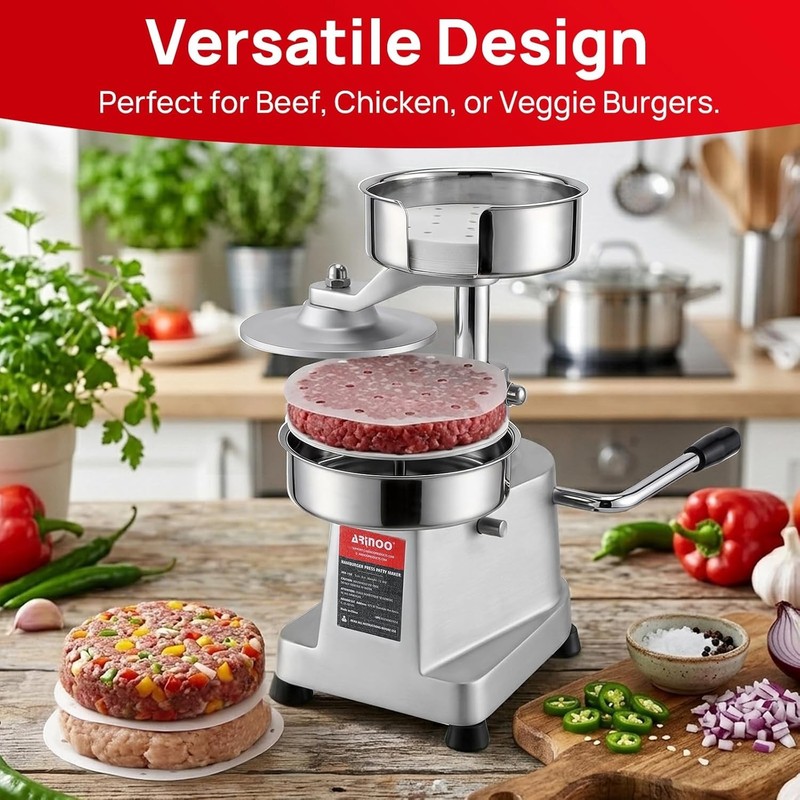 Commercial Burger Patty Maker 6", Stainless Steel Heavy Duty Burger Press Meat gallery