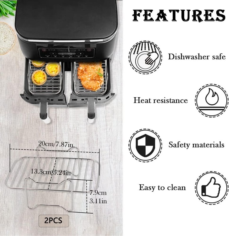 2pcs Air Fryer Rack Set with 100pcs 1, 2xRacks + 100xParchment Paper gallery