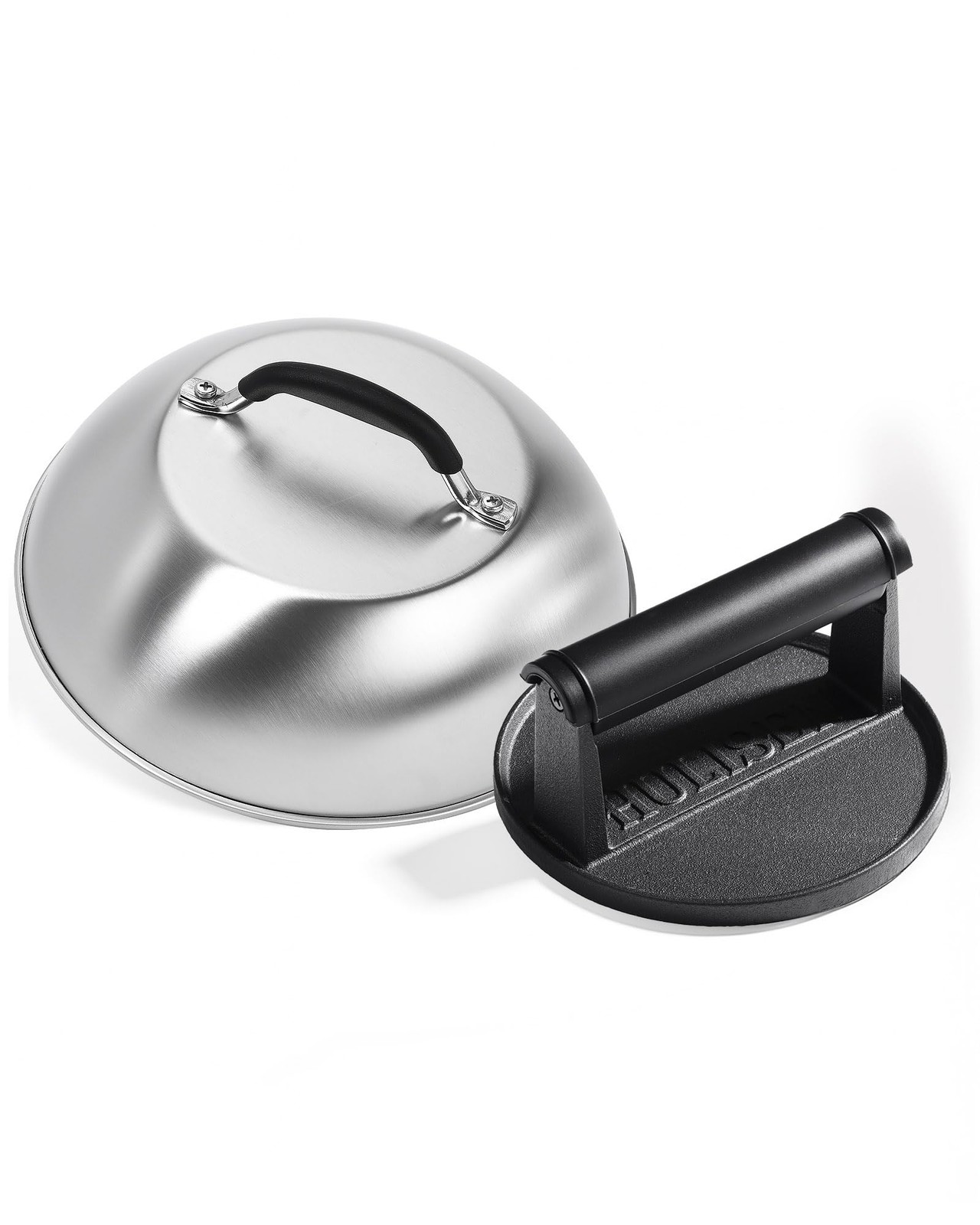 HULISEN PreSeasoned Cast Iron Burger Press & 9 Inch Cheese Melting Dome, 2.3l... gallery