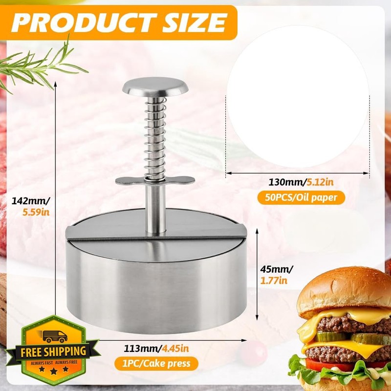 Quivorant 4.5" Burger Maker Press w/ 50 Papers gallery