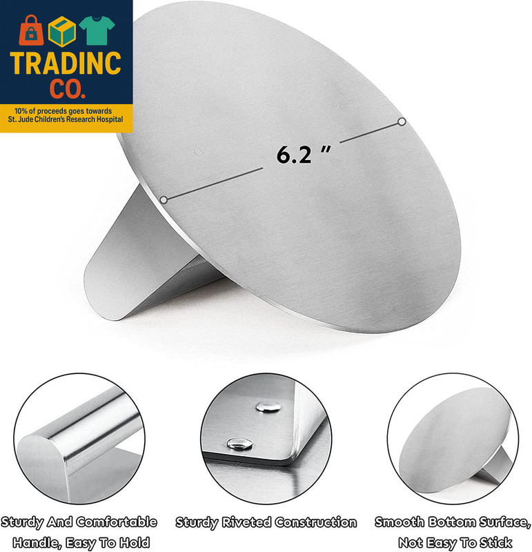 Stainless Steel Burger Press, 6.2 Inch round Burger Smasher, Professional Griddl gallery