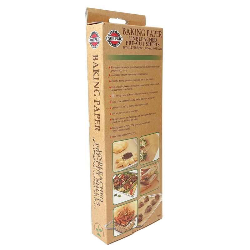 Norpro Unbleached Baking Paper Sheets, Precut, 16x12 16 x 12, Natural gallery