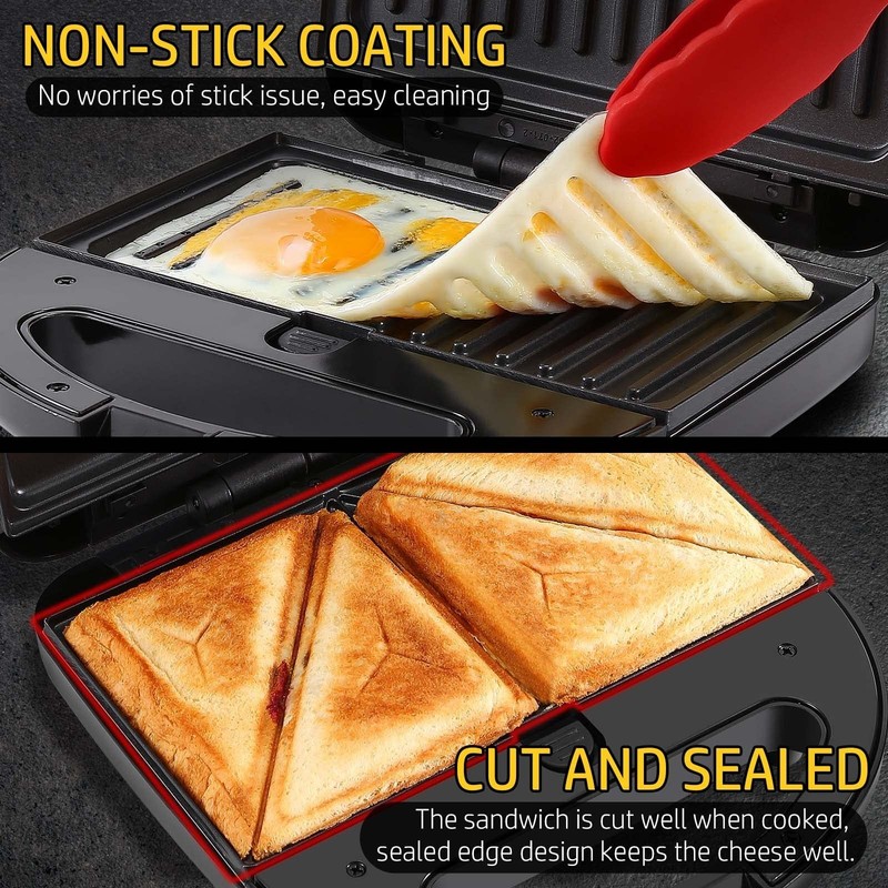 OSTBA 3-in-1 Sandwich Maker with Removable Plates, Panini Press, Waffle Maker... gallery