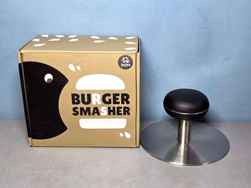 The Dom Burger Smasher 6" Stainless Steel Smashburger Press New